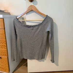 Society 212 Gray Ribbed Long Sleeve Top